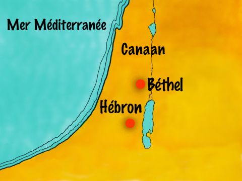 Abram partit vers l’ouest de l’endroit où Lot s’était installé, et s’établit dans un lieu nommé Hébron. – Numéro de diapositive 12