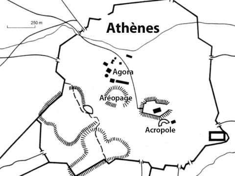 Un plan de la ville d’Athènes au temps du Nouveau Testament. Athènes tire son nom de la déesse de la guerre, Athéna. – Numéro de diapositive 4