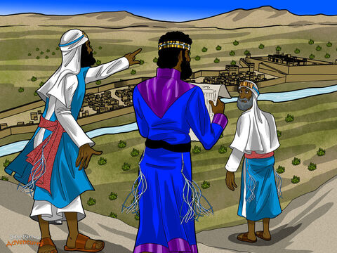 Les hommes de Salomon travaillèrent pendant sept ans – sciant, coupant, taillant – pour bâtir le temple. Les pierres étaient taillées dans les carrières, loin du temple, afin que nul marteau, hache ou instrument de fer ne soit entendu sur l’emplacement du temple durant sa construction.<br/>À l’intérieur du temple, les murs étaient faits de bois fin recouverts d’or. Tous les ustensiles et la vaisselle destinés au culte étaient en or. Salomon fit une salle à l’arrière du temple appelée le lieu très saint. Elle était destinée à abriter l’arche de l’alliance, un coffre en or contenant les deux précieuses tables de pierre sur lesquelles Dieu avait écrit ses commandements.<br/>Quand les travaux furent achevés, Salomon apporta tout ce que son père avait consacré pour le temple – l’or et l’argent, les pierres et le marbre – et le plaça dans des chambres à l’intérieur du temple. À présent, Dieu avait une maison où son peuple pouvait l’adorer. “Cette maison est vraiment très belle”, se dit Salomon. Il avait hâte de faire la dédicace du temple à Dieu. – Numéro de diapositive 8