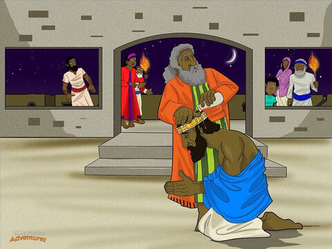À la surprise de Samuel, Dieu lui dit: “Écoute le peuple et fais tout ce qu’il te demande. Donne-leur un roi; mais avertis-les au sujet de tout ce que le roi fera.”<br/>“Votre roi rendra votre vie misérable, dit Samuel au peuple. Il prendra le dixième de vos récoltes et de vos troupeaux, et vous serez ses esclaves.” Néanmoins, les Israélites ne voulurent pas écouter. “Donne-nous un roi qui règne sur nous!”, dirent-ils. Samuel ne se permit pas de choisir lui-même un roi. Il attendit que Dieu désigne la bonne personne pour remplir ce rôle. Des douze tribus d’Israël, Dieu choisit un homme appelé Saül. Il était grand et beau, et avait toute l’apparence d’un roi.<br/>“Dieu t’a fait roi sur les Israélites”, déclara Samuel à Saül. Il versa une fiole d’huile d’olive sur la tête de Saül afin de l’oindre pour roi. “Ton rôle est de gouverner le peuple et de le protéger de tous ses ennemis.” – Numéro de diapositive 2