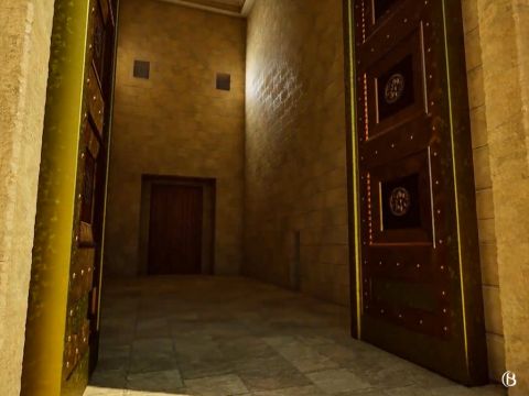 Voici à quoi ressemblait la porte Kindling lorsqu’elle était ouverte avec un passage couvert vers la porte arrière et des portes à gauche et à droite vers les salles de stockage. – Numéro de diapositive 3