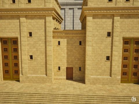 A droite de la Porte du Bois se trouvait la Chambre du Bois, ainsi nommée en raison de sa porte en bois. A l’origine, elle était appelée<br/>“Chambre des Ministres” ou “ Chambre des Parhédrins”. – Numéro de diapositive 4