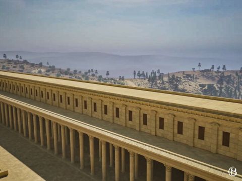 À l’époque d’Hérode, un corridor à colonnades, appelé le portique royal, ornait la longueur totale du mur sud du temple de Jérusalem. – Numéro de diapositive 1