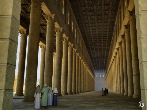 La plus grande partie des colonnades était utilisée pour changer la monnaie et pour acheter les animaux à sacrifier. C’est probablement l’endroit où Jésus a chassé les changeurs car ils faisaient un profit excessif sur le dos des Juifs pieux les plus démunis et ils empiétaient sur l’endroit où étaient censés prier les païens (Matthieu 21:12–13). – Numéro de diapositive 3