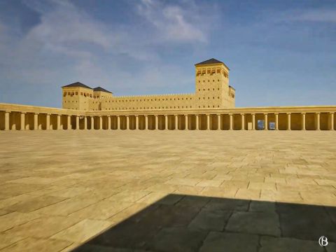 Voici les colonnades du côté nord du temple, avec la forteresse Antonia surplombant le mont du Temple. – Numéro de diapositive 18
