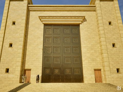Selon la Mischna, à la fête de Soukkot, “les Lévites, avec d’innombrables harpes, lyres, cymbales et trompettes ainsi que d’autres instruments de musique, se tenaient sur les quinze marches allant du parvis des Israélites en haut jusqu’au parvis des Femmes en bas, correspondant aux quinze cantiques des degrés dans les Psaumes. C’est sur ces marches que se tenaient les Lévites pendant qu’ils chantaient”. – Numéro de diapositive 5