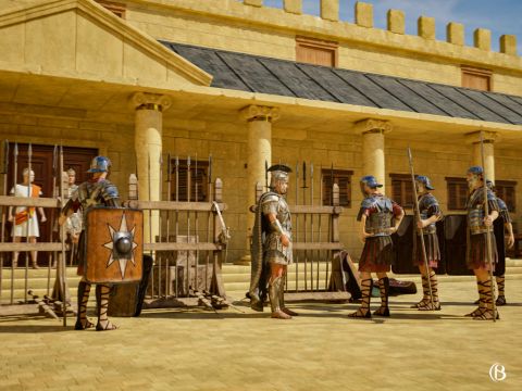 L’intérieur de la forteresse, selon Josèphe, était constitué de “toutes sortes de chambres et autres choses utiles comme des cours, des endroits pour se laver et de larges zones de campement.” – Numéro de diapositive 7