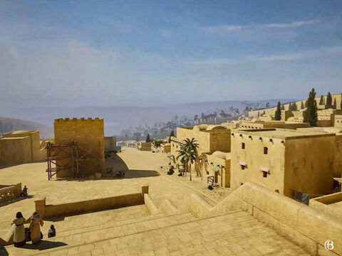 Voici la vue depuis les marches menant au Temple, en regardant vers la vallée du Tyropoleon au sud. – Numéro de diapositive 5