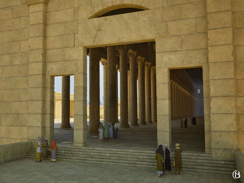 La colonnade à trois nefs connue sous le nom de Stoa Royale a été décrite par Joséphus comme méritant ; “ d’être mentionnée mieux que toute autre sous le soleil.” – Numéro de diapositive 8