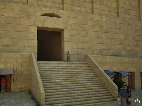 La porte, comme celle de Barclay, comportait un escalier souterrain en forme de L menant au mont du Temple, derrière l’angle nord-ouest du sanctuaire.<br/>Une partie de ce mur ouest du Temple est toujours debout et est connue sous le nom de “Mur des Lamentations”, où les juifs se rassemblent pour prier et pleurer. Ce “ mur des Lamentations” conserve une grande partie de la maçonnerie hérodienne d’origine. – Numéro de diapositive 25