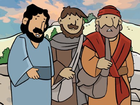 Pendant qu’ils marchaient, un autre homme se joignit à eux. “Pourquoi êtes-vous si tristes?”, leur demanda-t-il. – Numéro de diapositive 3