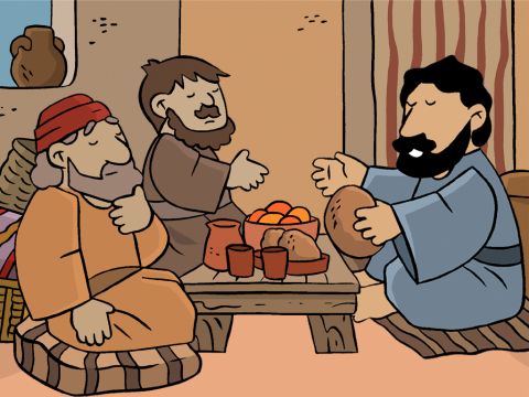 Puis il rendit grâces et le rompit, et en donna un morceau à chacun. – Numéro de diapositive 10