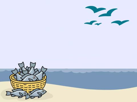 Alors les quatre pêcheurs, André, Pierre, Jacques et Jean quittèrent leur activité de pêcheurs pour devenir des disciples de Jésus. – Numéro de diapositive 11