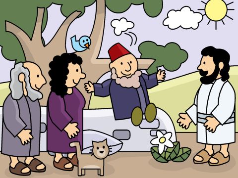 Zachée était très heureux que Jésus veuille lui rendre visite. Il sauta de l’arbre et courut l’accueillir chez lui. Certains étaient furieux que Jésus veuille passer du temps avec un homme comme Zachée. Ils n’aimaient pas Zachée et étaient contrariés qu’il prenne plus d’argent qu’il ne devrait pour collecter les impôts. – Numéro de diapositive 6