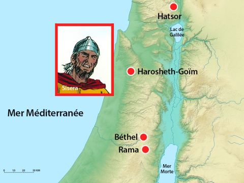 Le chef de son armée était Sisera et habitait à Harosheth-Goïm. – Numéro de diapositive 5