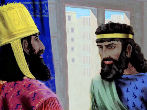 “Votre majesté, il y a des gens dans le pays qui ne reconnaissent pas vos lois”, se plaignit Haman. – Numéro de diapositive 20