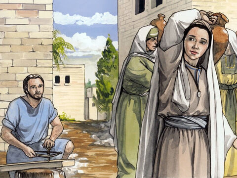 Il l’envoie chez une jeune fille, promise en mariage à un homme appelé Joseph. Joseph a pour ancêtre le roi David, et le nom de la jeune fille est Marie. – Numéro de diapositive 2