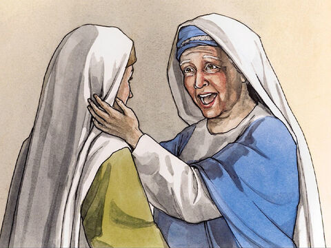 Qui suis-je pour que la mère de mon Seigneur vienne chez moi ! Oui, quand mes oreilles ont entendu ta salutation, mon enfant a remué de joie dans mon ventre. Tu es heureuse ! En effet, tu as fait confiance au Seigneur, et ce qu’il t’a dit arrivera. » – Numéro de diapositive 3