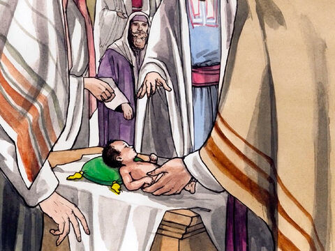 Le huitième jour, ils vinrent pour circoncire l’enfant, et ils l’appelaient Zacharie, du nom de son père. – Numéro de diapositive 2