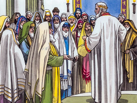 Il assembla tous les principaux sacrificateurs et les scribes du peuple, et il s’informa auprès d’eux du lieu où le Christ devait naître. Ils lui dirent: “A Bethléhem en Judée; car voici ce qui a été écrit par le prophète: Et toi, Bethléhem, terre de Juda, tu n’es certes pas la moindre entre les principales villes de Juda, car de toi sortira un chef qui paîtra Israël, mon peuple.” – Numéro de diapositive 4
