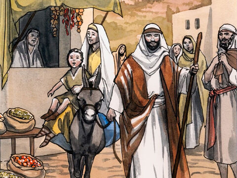 Lorsqu’ils eurent accompli tout ce qu’ordonnait la loi du Seigneur, Joseph et Marie retournèrent en Galilée, à Nazareth, leur ville. – Numéro de diapositive 12