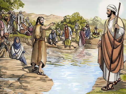 Moi, je vous baptise d’eau, pour vous amener à la repentance; mais celui qui vient après moi est plus puissant que moi, – Numéro de diapositive 10
