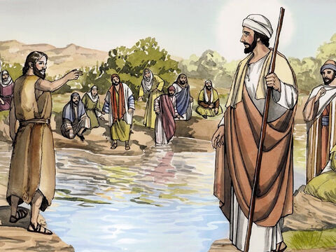 et je ne suis pas digne de porter ses souliers. Lui, il vous baptisera du Saint-Esprit et de feu. – Numéro de diapositive 11