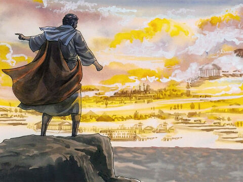 Le diable le transporta encore sur une montagne très élevée, lui montra tous les royaumes du monde et leur gloire, et lui dit: “Je te donnerai toutes ces choses, si tu te prosternes et m’adores.” – Numéro de diapositive 6