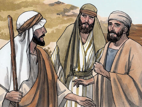 Les deux disciples l’entendirent prononcer ces paroles, et ils suivirent Jésus. Jésus se retourna, et voyant qu’ils le suivaient, il leur dit: “Que cherchez-vous?” Ils lui répondirent: “Rabbi (ce qui signifie Maître), où demeures-tu?” – Numéro de diapositive 2