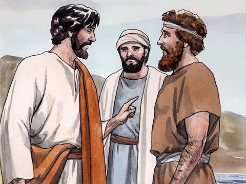 Et il le conduisit vers Jésus. Jésus, l’ayant regardé, dit: “Tu es Simon, fils de Jonas; tu seras appelé Céphas” (ce qui signifie Pierre). – Numéro de diapositive 5