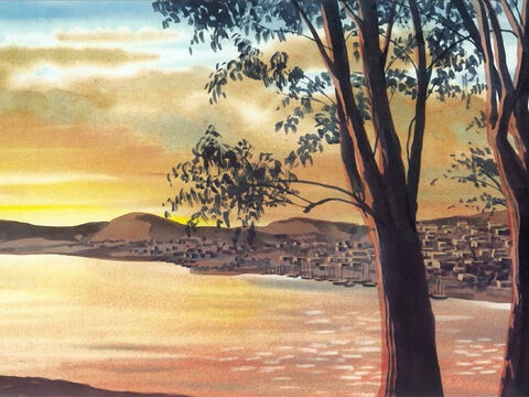 Jésus descendit à Capernaüm, ville de la Galilée; et il enseignait, le jour du sabbat. – Numéro de diapositive 1