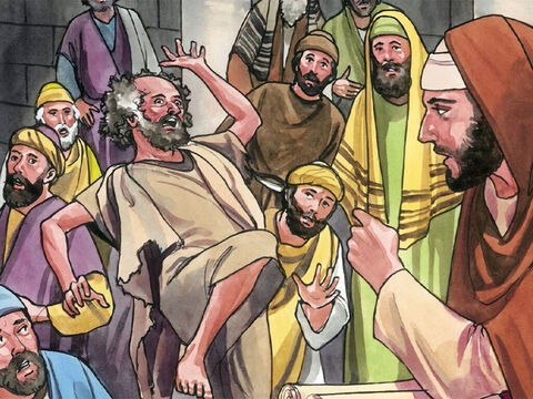Jésus le menaça, disant: “Tais-toi, et sors de cet homme.” Et le démon le jeta au milieu de l’assemblée, et sortit de lui, sans lui faire aucun mal. – Numéro de diapositive 5