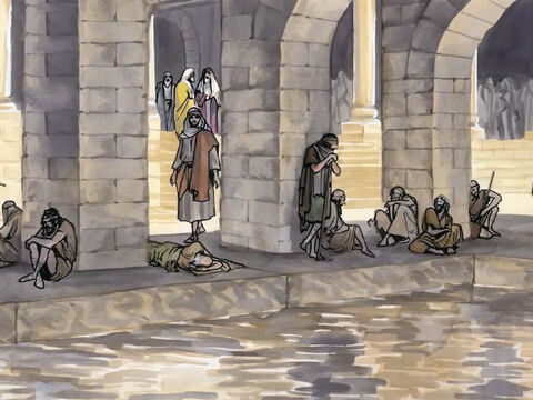 Or, à Jérusalem, près de la porte des brebis, il y a une piscine qui s’appelle en hébreu Béthesda, et qui a cinq portiques. – Numéro de diapositive 1
