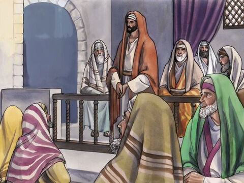 Il arriva, un autre jour de sabbat, que Jésus entra dans la synagogue, et qu’il enseignait. – Numéro de diapositive 1
