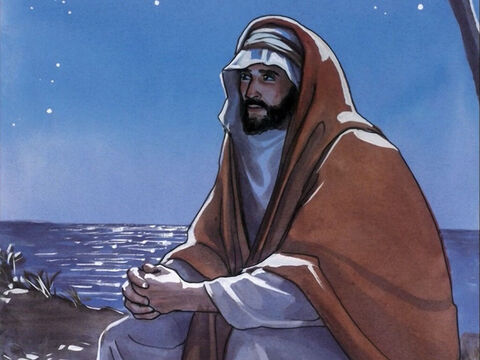 En ce temps-là, Jésus se rendit sur la montagne pour prier, et il passa toute la nuit à prier Dieu. – Numéro de diapositive 1