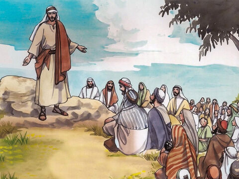 Jésus était monté sur une montagne pour enseigner ses disciples. – Numéro de diapositive 1