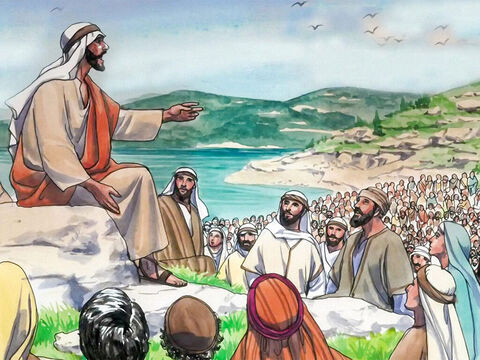 Jésus était monté sur une montagne pour enseigner ses disciples. – Numéro de diapositive 1