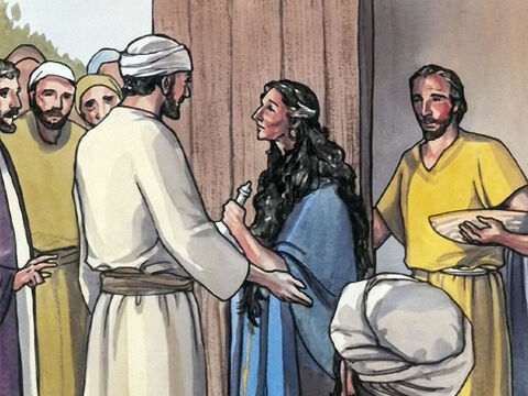 Mais Jésus dit à la femme: “Ta foi t'a sauvée. Va en paix!” – Numéro de diapositive 12