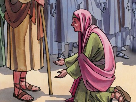 Jésus lui dit: “Ma fille, ta foi t’a sauvée; va en paix.” – Numéro de diapositive 9