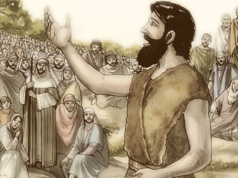 “C’est Jean-Baptiste! Il est ressuscité des morts, et c’est pour cela qu’il se fait par lui des miracles.” – Numéro de diapositive 2