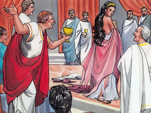 et plut à Hérode, de sorte qu’il promit avec serment de lui donner ce qu’elle demanderait. – Numéro de diapositive 7