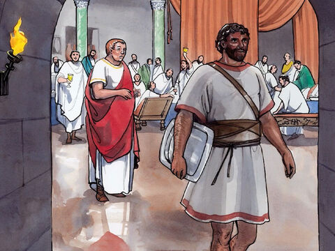 Le roi fut attristé; mais, à cause de ses serments et des convives, il commanda qu’on la lui donne, et il envoya décapiter Jean dans la prison. – Numéro de diapositive 10