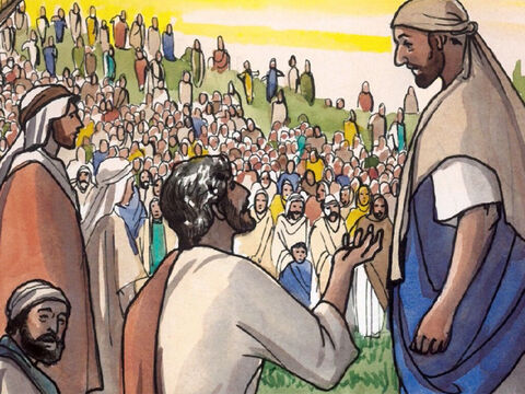 Jésus leur demanda: “Combien avez-vous de pains?” “Sept”, répondirent-ils. – Numéro de diapositive 4