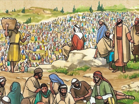 et ils les distribuèrent à la foule. – Numéro de diapositive 7