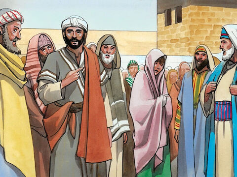 Alors les scribes et les pharisiens amenèrent une femme surprise en adultère; et, la plaçant au milieu du peuple, ils dirent à Jésus: – Numéro de diapositive 3