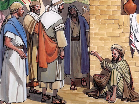Jésus vit, en passant, un homme aveugle de naissance. Ses disciples lui posèrent cette question: “Rabbi, qui a péché, cet homme ou ses parents, pour qu’il soit né aveugle?” – Numéro de diapositive 1
