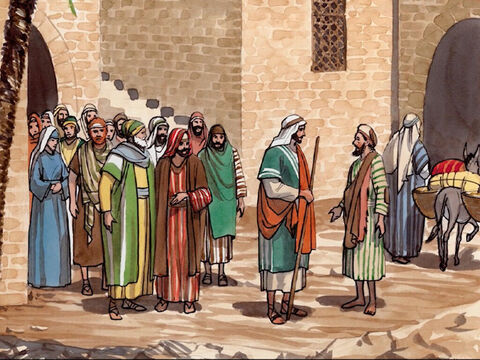 Jésus apprit qu’ils l’avaient chassé; et, l’ayant rencontré, il lui dit: “Crois-tu au Fils de Dieu?” Il répondit: “Et qui est-il, Seigneur, afin que je croie en lui?” “Tu l’as vu, lui dit Jésus, et celui qui te parle, c’est lui.” – Numéro de diapositive 9