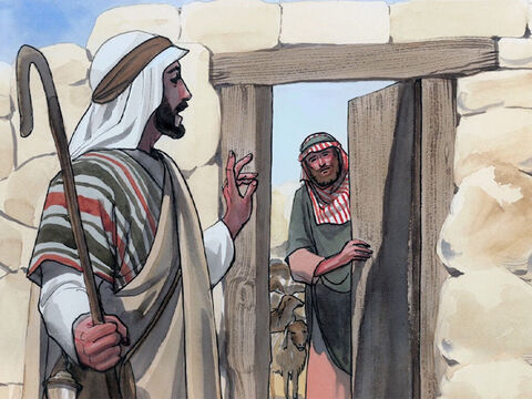 je suis la porte des brebis. Tous ceux qui sont venus avant moi sont des voleurs et des brigands; mais les brebis ne les ont point écoutés. – Numéro de diapositive 6