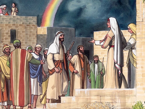Comme Jésus était en chemin avec ses disciples, il entra dans un village, – Numéro de diapositive 1