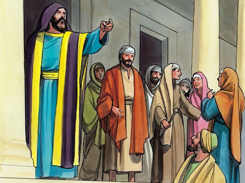 Mais le chef de la synagogue, indigné de ce que Jésus avait opéré cette guérison un jour de sabbat, dit à la foule: Il y a six jours pour travailler; venez donc vous faire guérir ces jours-là, et non pas le jour du sabbat. – Numéro de diapositive 5